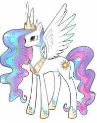 Size: 2375x3037 | Tagged: safe, artist:faithmayberry, artist:honey23530, princess celestia, alicorn, pony, solo, traditional art