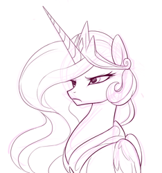 Size: 738x789 | Tagged: safe, artist:mn27, princess celestia, alicorn, pony, grumpy, portrait, sketch, solo, unamused