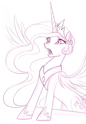 Size: 603x866 | Tagged: safe, artist:mn27, princess celestia, alicorn, pony, shocked, sketch, solo