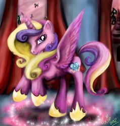 Size: 600x633 | Tagged: safe, artist:vixetra, princess cadance, alicorn, changeling, pony, female, mare, rearing, solo focus