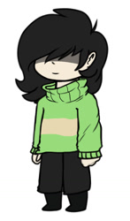 Size: 783x1334 | Tagged: safe, artist:duop-qoub, oc, oc only, oc:anon filly, human, :, chara, female, filly, humanized, humanized oc, simple background, solo, undertale, white background