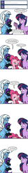 Size: 498x3018 | Tagged: safe, artist:dekomaru, pinkie pie, trixie, twilight sparkle, oc, oc:nyx, alicorn, earth pony, pony, ask, bipedal, comic, female, filly, fourth wall, holding a pony, lesbian, shipping, tumblr, tumblr:ask twixie, twixie