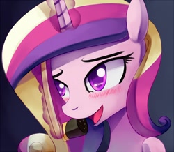 Size: 800x698 | Tagged: safe, artist:negativefox, princess cadance, alicorn, pony, blushing, solo, telephone