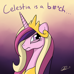 Size: 1000x1000 | Tagged: safe, artist:docbullet, princess cadance, alicorn, pony, female, horn, solo, vulgar