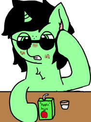 Size: 1080x1440 | Tagged: safe, artist:scotch, oc, oc:anon filly, pony, blushing, drinking straw, female, filly, sunglasses