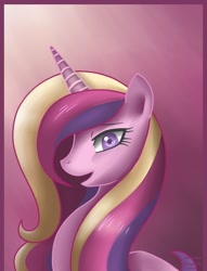 Size: 650x850 | Tagged: safe, artist:arastane-siryphia, princess cadance, alicorn, pony, crown, female, horn, mare, multicolored mane, solo