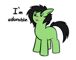 Size: 901x706 | Tagged: safe, artist:cutelewds, oc, oc:anon filly, earth pony, pony, blushing, female, filly, realization, simple background, solo, text, transparent background