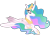 Size: 900x621 | Tagged: safe, artist:missitofu, princess celestia, alicorn, dracony, pony, female, horn, mare, multicolored mane, solo, white coat