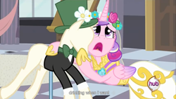 Size: 1366x768 | Tagged: safe, screencap, princess cadance, alicorn, pony, female, horn, hub logo, youtube link