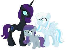 Size: 688x528 | Tagged: safe, artist:firestarartist, oc, oc only, oc:nyx, oc:snowdrop, alicorn, pony, family, magical lesbian spawn, offspring, parent:oc:nyx, parent:oc:snowdrop, parents:oc x oc, parents:snownyx, shipping, simple background, snownyx, white background