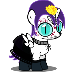 Size: 1000x1000 | Tagged: safe, artist:hakunohamikage, oc, oc only, oc:nyx, alicorn, pony, ask, ask-princesssparkle, calavera catrina, clothes, dia de los muertos, dress, female, filly, nightmare night, simple background, solo, tumblr, white background