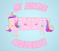 Size: 900x774 | Tagged: safe, artist:digitaldasherbot, princess cadance, furniture, mi amore credenza, objectification, pun, visual pun