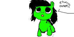 Size: 500x250 | Tagged: safe, artist:sven the exalted, oc, oc:anon filly, pony, cute, female, filly, looking at you, solo, text