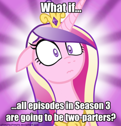 Size: 600x627 | Tagged: safe, princess cadance, alicorn, pony, season 3, female, horn, meta, season 3 speculation