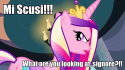 Size: 1280x719 | Tagged: safe, princess cadance, alicorn, pony, cadence is a foreigner, crown, female, horn, italian, mare, multicolored mane, solo