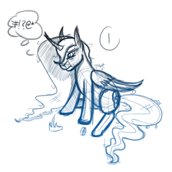 Size: 1000x1000 | Tagged: safe, artist:midnightsix3, princess luna, alicorn, pony, lunadoodle, sketch, solo