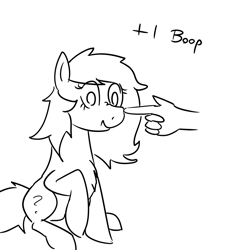 Size: 1000x1000 | Tagged: safe, oc, oc:anon filly, human, boop, chest fluff, female, filly, hand