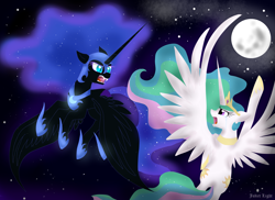 Size: 3507x2550 | Tagged: safe, artist:the-kirion, nightmare moon, princess celestia, alicorn, pony, princess twilight sparkle (episode), crying, moon