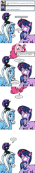 Size: 493x2409 | Tagged: safe, artist:dekomaru, pinkie pie, trixie, twilight sparkle, oc, oc:midnight, oc:nyx, alicorn, earth pony, pony, unicorn, ask, comic, female, lesbian, shipping, spanish, translation, tumblr, tumblr:ask twixie, twixie