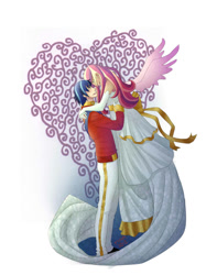 Size: 652x828 | Tagged: safe, artist:madamenyx, princess cadance, shining armor, female, humanized, male, shiningcadance, shipping, straight, wedding, wedding gown