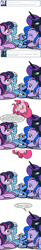 Size: 492x2994 | Tagged: safe, artist:dekomaru, pinkie pie, trixie, twilight sparkle, oc, oc:midnight, oc:nebula, oc:nyx, alicorn, earth pony, pony, unicorn, ask, comic, female, lesbian, shipping, tumblr, tumblr:ask twixie, twixie