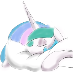 Size: 866x848 | Tagged: source needed, safe, artist:zev, princess celestia, alicorn, pony, cute, cutelestia, eyes closed, floppy ears, pillow, sleeping, solo