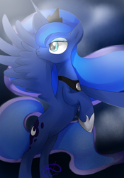 Size: 1400x2000 | Tagged: safe, artist:poisonicpen, princess luna, alicorn, pony, female, horn, mare, simple background, solo