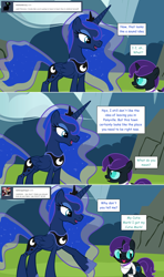 Size: 1280x2168 | Tagged: safe, artist:hakunohamikage, princess luna, oc, oc:nyx, alicorn, pony, ask, ask-princesssparkle, bandage, tumblr