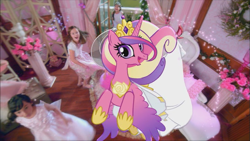 Size: 853x480 | Tagged: safe, screencap, princess cadance, bird, human, pony, commercial, irl, official, photo, ponies in real life, vector, youtube link