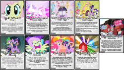 Size: 1983x1129 | Tagged: safe, artist:terry, applejack, fluttershy, pinkie pie, princess cadance, rainbow dash, rarity, shining armor, spike, twilight sparkle, alicorn, dragon, earth pony, pegasus, pony, unicorn, card game, elements of harmony