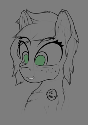 Size: 1038x1468 | Tagged: safe, artist:enragement filly, oc, oc:anon filly, pony, badge, female, filly, sketch