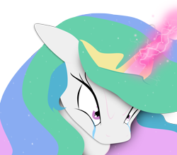 Size: 2880x2524 | Tagged: safe, artist:ladynoob, princess celestia, alicorn, pony, crying, magic, solo