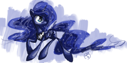 Size: 3337x1673 | Tagged: safe, artist:applemarshmallows, princess luna, alicorn, pony, female, horn, mare, simple background, solo, white background