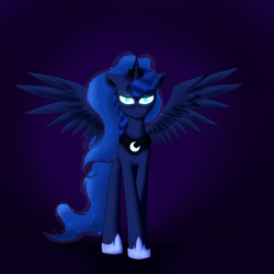 Size: 1000x1000 | Tagged: safe, artist:daydreamerforever95, princess luna, alicorn, pony, glare, glowing eyes, jealous, jealous luna, luna is not amused, solo, unamused