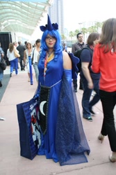 Size: 640x960 | Tagged: artist needed, safe, princess luna, human, 2012, clothes, convention, cosplay, dress, glasses, irl, irl human, photo, san diego comic con, solo