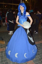 Size: 1362x2048 | Tagged: artist needed, safe, artist:marchmochahare, princess luna, human, 2014, clothes, convention, cosplay, dress, irl, irl human, katsucon, katsucon 2014, moon, photo, plushie, solo, tangible heavenly object