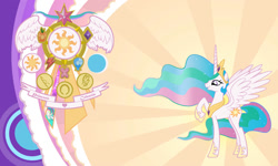 Size: 2000x1200 | Tagged: safe, artist:evilarticfox, princess celestia, alicorn, pony, elements of harmony, solo, wallpaper