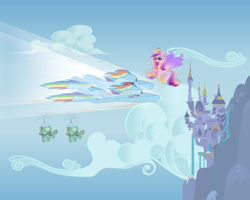 Size: 1024x820 | Tagged: safe, edit, princess cadance, rainbow dash, tank, canterlot, fusion