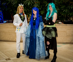 Size: 2000x1695 | Tagged: artist needed, safe, prince blueblood, princess luna, queen chrysalis, human, 2012, anime weekend atlanta, convention, cosplay, irl, irl human, photo, rose