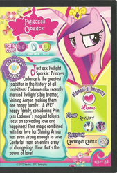 Size: 414x614 | Tagged: safe, edit, princess cadance, alicorn, pony, crown, female, horn, mare, multicolored mane, solo, trading card