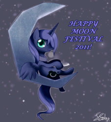 Size: 1000x1100 | Tagged: safe, artist:solar-slash, princess luna, alicorn, pony, mid-autumn festival, moon, solo, tangible heavenly object