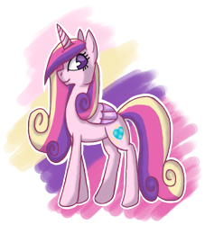 Size: 615x678 | Tagged: safe, artist:thecheshirecatgrin, princess cadance, alicorn, pony, crown, female, horn, mare, multicolored mane, solo