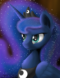 Size: 1280x1656 | Tagged: safe, artist:niegelvonwolf, princess luna, alicorn, pony, chest fluff, portrait, solo