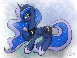 Size: 2048x1536 | Tagged: safe, artist:rockarboom, princess luna, alicorn, pony, blushing, smiling, solo