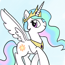 Size: 600x600 | Tagged: safe, artist:fruitriver, princess celestia, alicorn, pony, female, mare, simple background, smiling, solo, white background