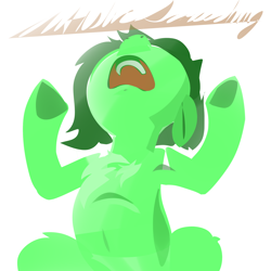 Size: 2000x2000 | Tagged: safe, artist:dimfann, oc, oc:anon filly, earth pony, pony, armpits, autistic screeching, female, filly, nose in the air, screeching, solo, underhoof