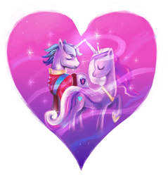 Size: 1000x1048 | Tagged: safe, artist:jellyvampire, princess cadance, shining armor, alicorn, pony, unicorn, female, heart, horn, male, mare, stallion