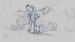 Size: 1280x720 | Tagged: safe, artist:hierozaki, princess luna, alicorn, pony, lunadoodle, moonbutt, plot, solo