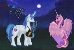 Size: 3264x2213 | Tagged: safe, artist:l-jare, princess cadance, shining armor, alicorn, pony, unicorn, guitar, high res