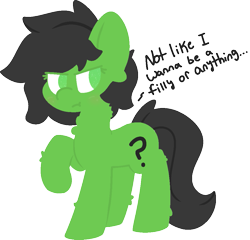 Size: 989x951 | Tagged: safe, artist:moonydusk, oc, oc only, oc:anon filly, earth pony, pony, dialogue, female, filly, text, tsundere
